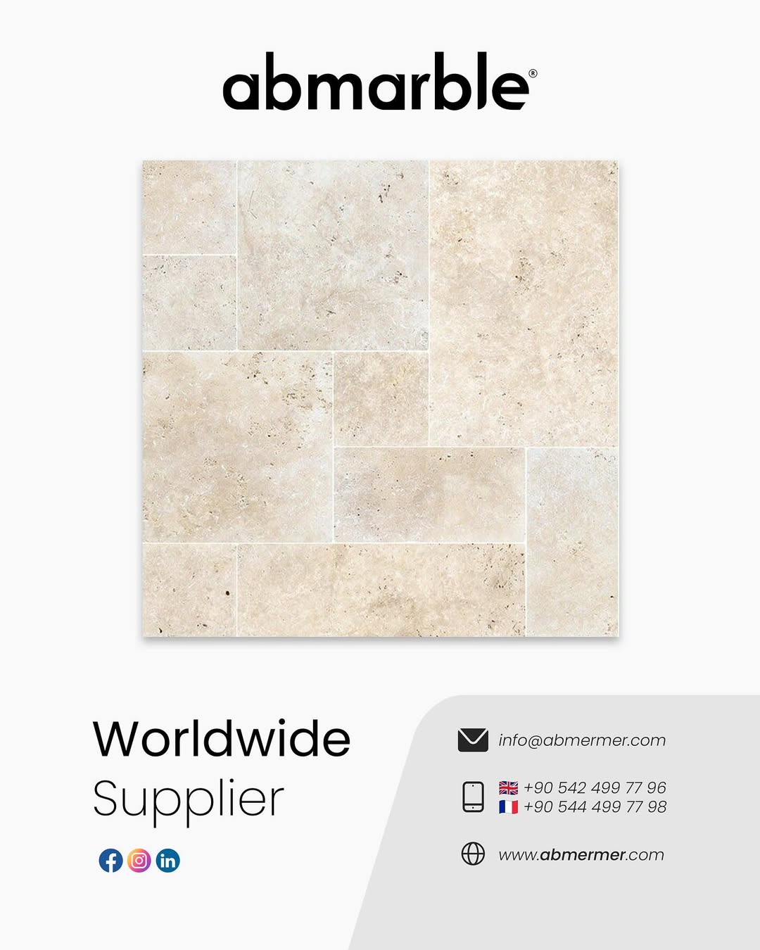 AB Marble Showcases Classic Light Mix Travertine at Industry Events
